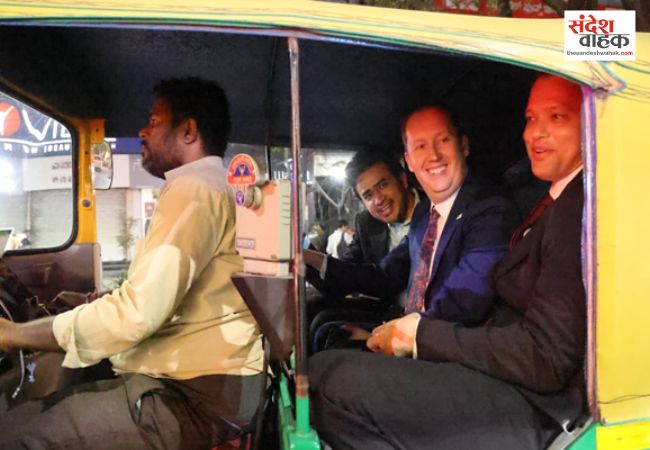 अमेरिकी राजदूत सर्जियो गोर और तेजस्वी सूर्या की खास मुलाकात, ऑटो में की सवारी