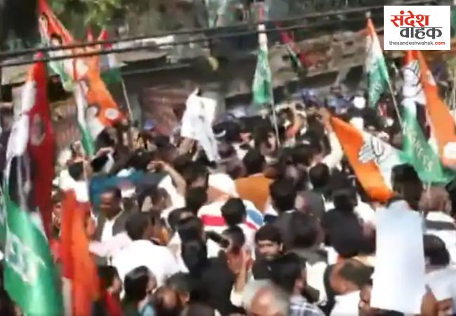 लखनऊ: मनरेगा के मुद्दे पर कांग्रेस का विधानसभा घेराव, अजय राय और आराधना मिश्रा हिरासत में