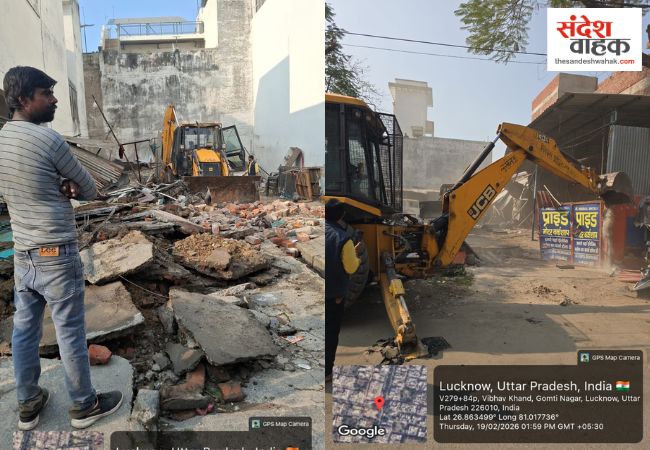 लखनऊ में LDA का एक्शन: गोमती नगर में 5 अवैध कार वर्कशॉप पर चला बुलडोजर
