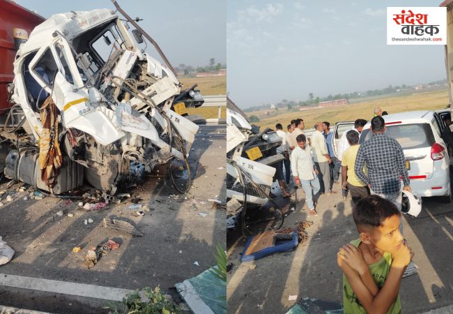 Pratapgarh News: राम वन गमन मार्ग पर भिड़े दो डंपर, चालक के कटे दोनों पैर
