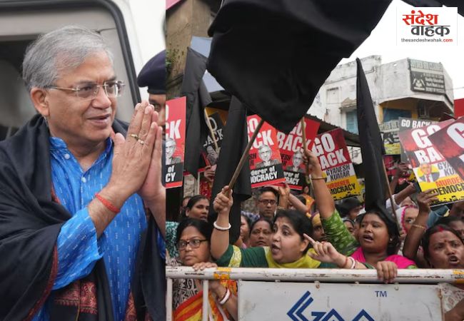 Kolkata: कालीघाट मंदिर पहुंचे मुख्य चुनाव आयुक्त को दिखाए गए काले झंडे