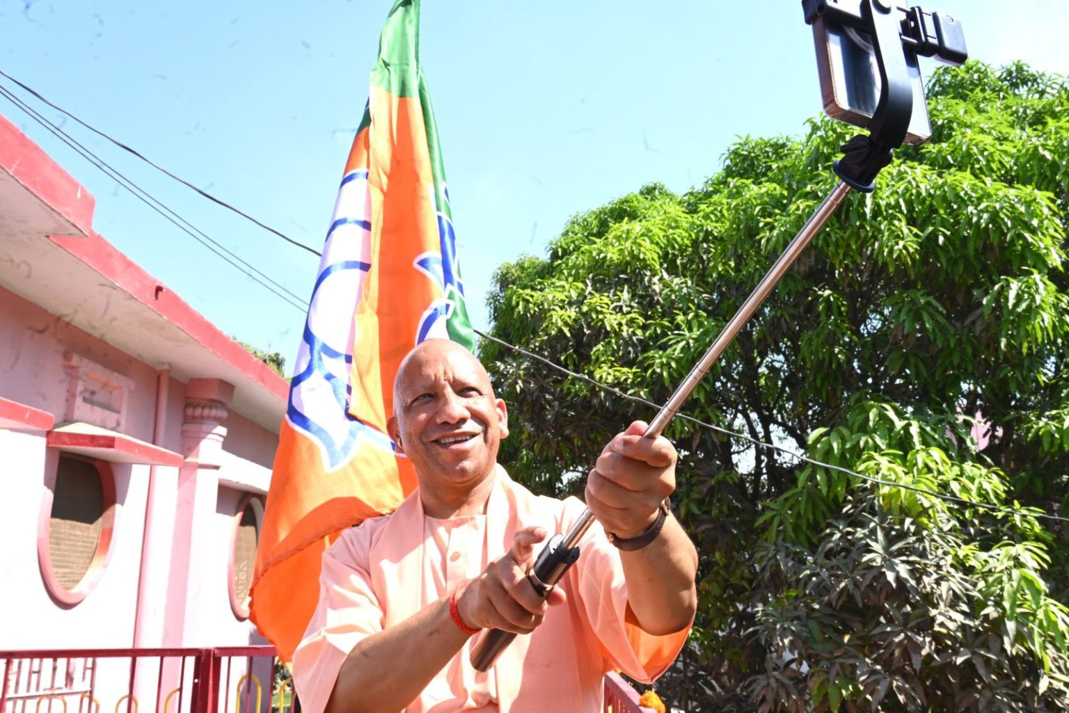 CM Yogi Hoists BJP Flag at Gorakhnath Temple on Foundation Day