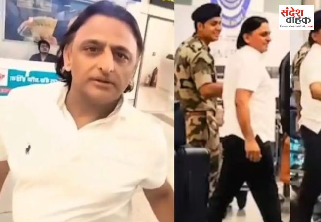 बिना लाल टोपी के कैजुअल लुक में दिखे अखिलेश यादव