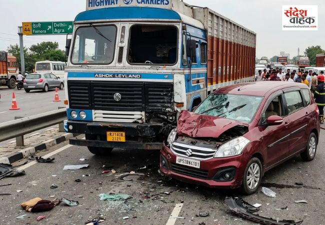 आजमगढ़-वाराणसी हाईवे पर ट्रेलर और कार की भिड़ंत, झारखंड के 4 लोगों की मौत