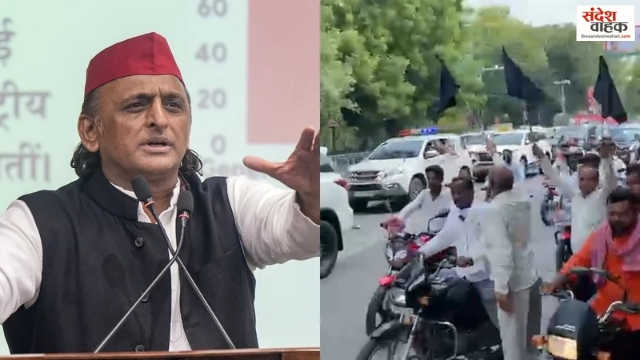 Akhilesh Yadav के प्रयागराज दौरे पर बवाल, काले झंडे दिखाकर विरोध, सड़क पर मचा हंगामा