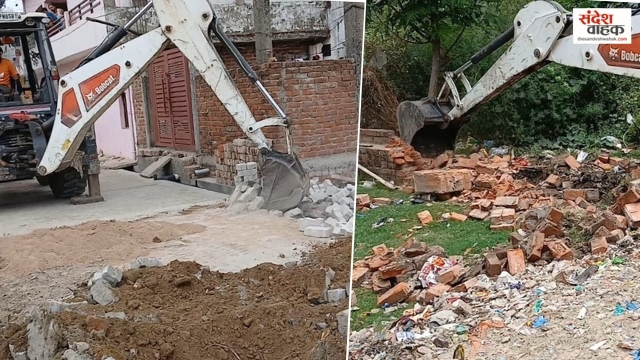 10.33 करोड़ की सरकारी जमीन पर चला बुलडोजर, लखनऊ नगर निगम ने ध्वस्त की अवैध प्लॉटिंग