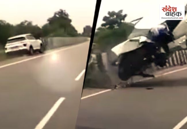 अतीक के बेटे आबान का भीषण एक्सीडेंट कैमरे में कैद, टक्कर के बाद हवा में उछली कार
