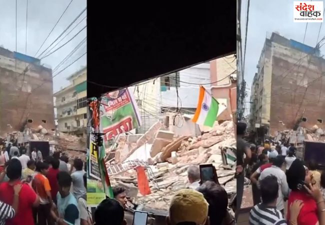 दिल्ली के सत्य निकेतन इलाके में भरभराकर गिरी इमारत