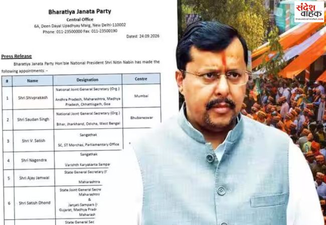 भाजपा ने 24 संगठन मंत्रियों को सौंपी राज्यों की जिम्मेदारी