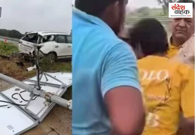 गंगा एक्सप्रेस-वे पर पोल से टकराई बीजेपी विधायक की फॉर्च्यूनर, चंद्रपाल सिंह लोधी समेत 2 लोग घायल