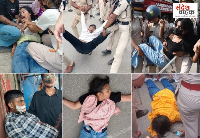 पटना में छात्र-किसान-मजदूरों का प्रदर्शन, वाटर कैनन के बाद लाठीचार्ज, कई लोग घायल