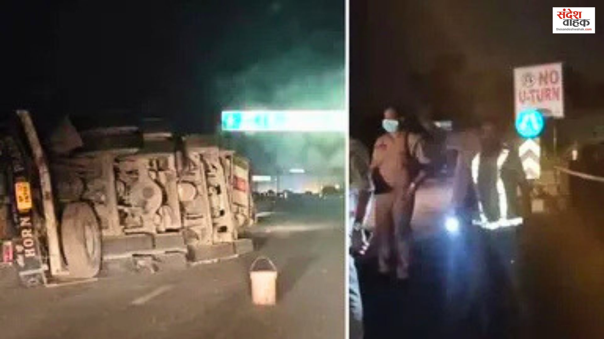 Chemical tanker overturns in Lucknow